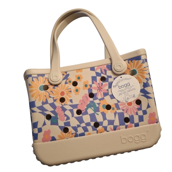 Women's Floral Tote Bag - Cream and Blue - Picture 2 of 5